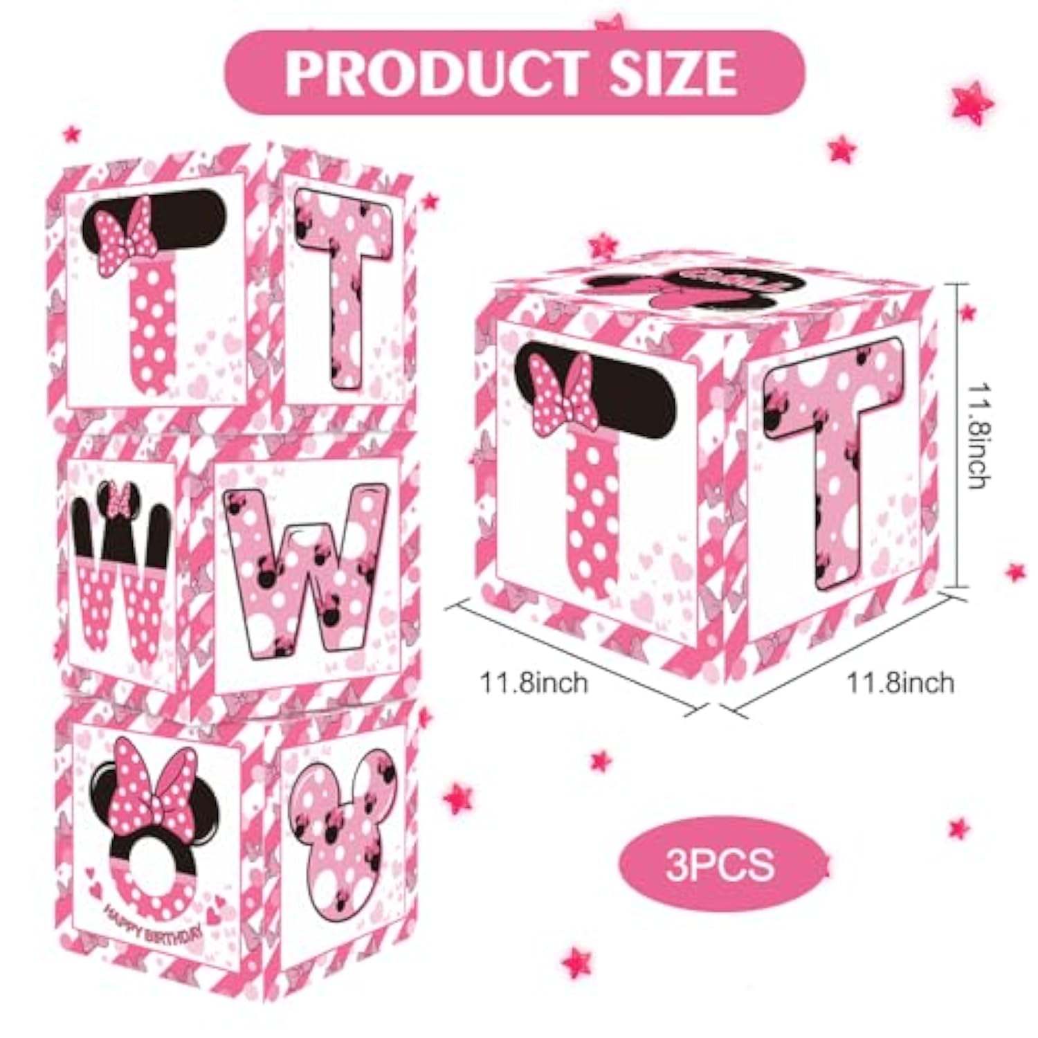 Pink Mouse 2Nd Birthday Party Supplies Balloon Box With Letters?Pink Mouse Theme Two Years Old Birthday Party Favors For Girls Second Birthday Decorations
