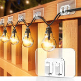 Hooks For Outdoor String Lights - 100 Pack With Adhesive Strips - No Damage, No Tools, No Holes, Waterproof And Uv-Resistant, Perfect For Christmas And Patio Decor