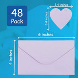 48-Pack Blank Heart Shaped Cutout Diy Greeting Cards For Valentine'S Day And Anniversary, Envelopes Included, 3 Colors, 4 X 6 Inches