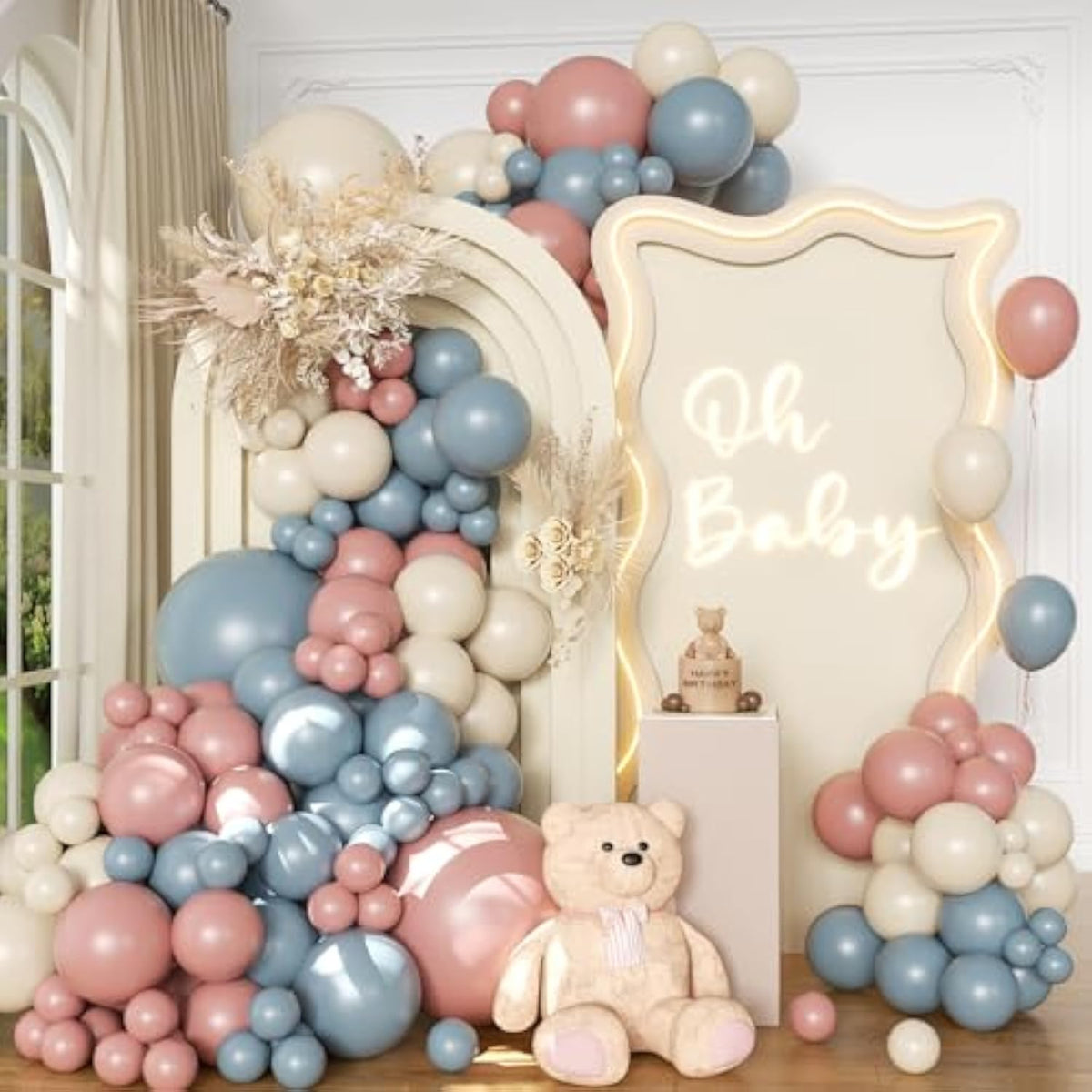 Brown Blue Balloon Arch Kit 138 Pcs Bear Baby Shower Decorations Include Brown Beige Blue Balloons For Baby Shower Gender Reveal Wedding Birthday Party Decoration