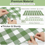 24 Pcs Sage Green Gingham Disposable Tablecloth 54x108in for Parties