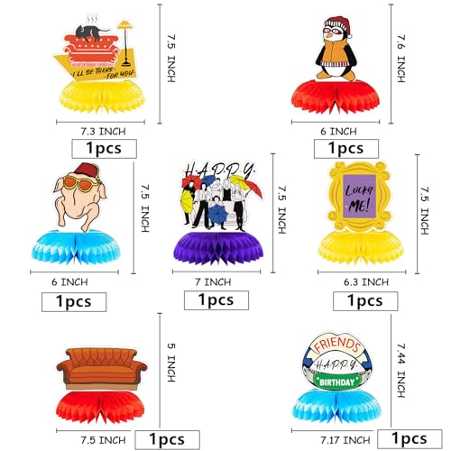 7pcs Friend Friends Desk Honeycomb Centerpieces, Party Decorations Suppliers for Birthday, Home, Camping
