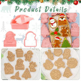 16 Pack Christmas Cookie Cutter Set, 3D Cookie Cutters For Baking Pink Diy Press Cookie Stamps Molds For Kids Gingerbread Man, Christmas Tree, Snowman, Santa, Snowflake, Merry Christmas