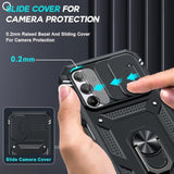 Compatible For Samsung Galaxy A14-5G Case: A14-5G Case With Slide Camera Cover And 2Ps Tempered Glass Screen Protector, 360 Full Body Military-Grade Phone Case With Kickstand For A14 5G, Black