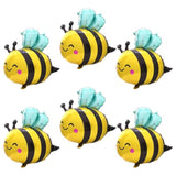Cute Smile Face Bee Balloon Lovely Woodland Honeybee Balloon Bee Theme Birthday Supplies Summer Spring Parties Baby Shower, 6 Pack Cartoon Bee Shaped Mylar Foil Balloons Jungle Animal Party Decoration