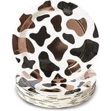 Cow Print Paper Plates - 9-Inch, 48 Count, Brown Foil Cow Print - For Barnyard Party & Baby Shower Decorations - Cowprint Party Supplies