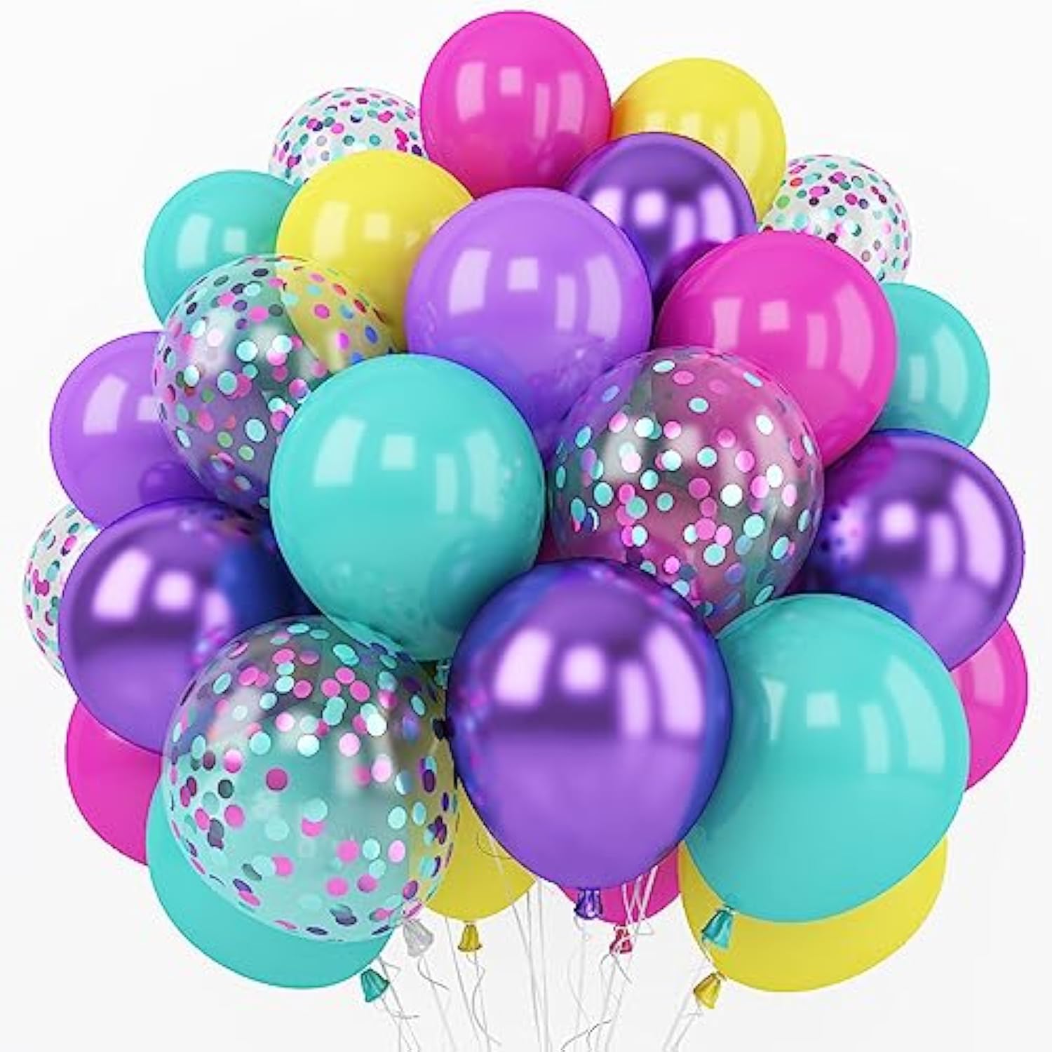 Pink, Blue, Purple Balloon Set: Metallic Confetti, 60 PCS