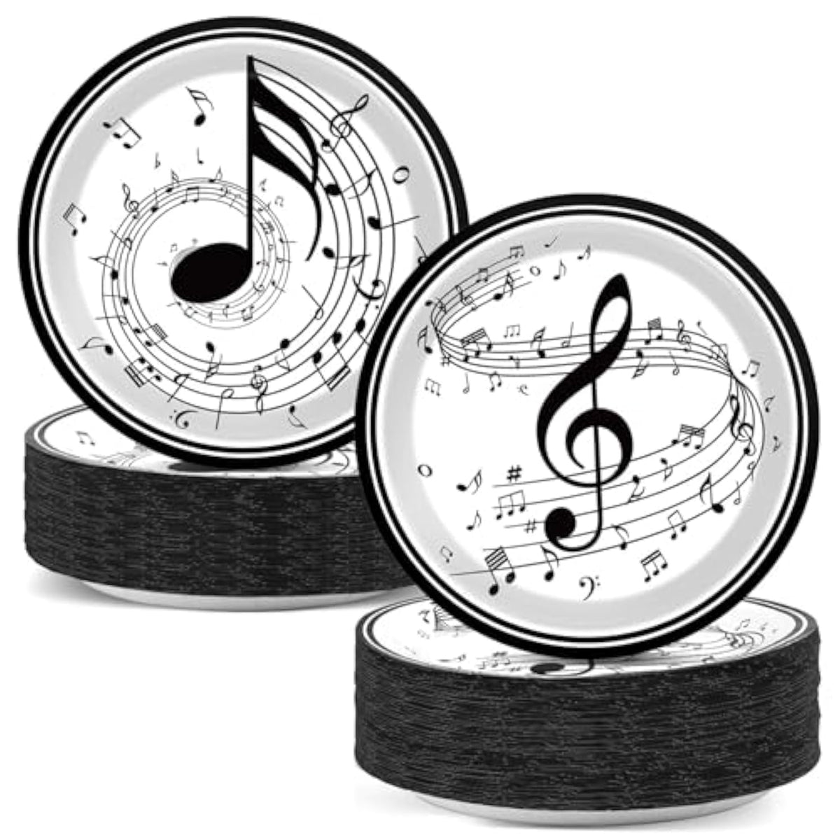 50Pcs 7Inch Musical Note Plates Music Themed Tableware Newborn Baby Shower Musical Notes Disposable Paper Dinnerware For Picnic Dessert Kids Party Baby Shower Birthday Music Party Decorations