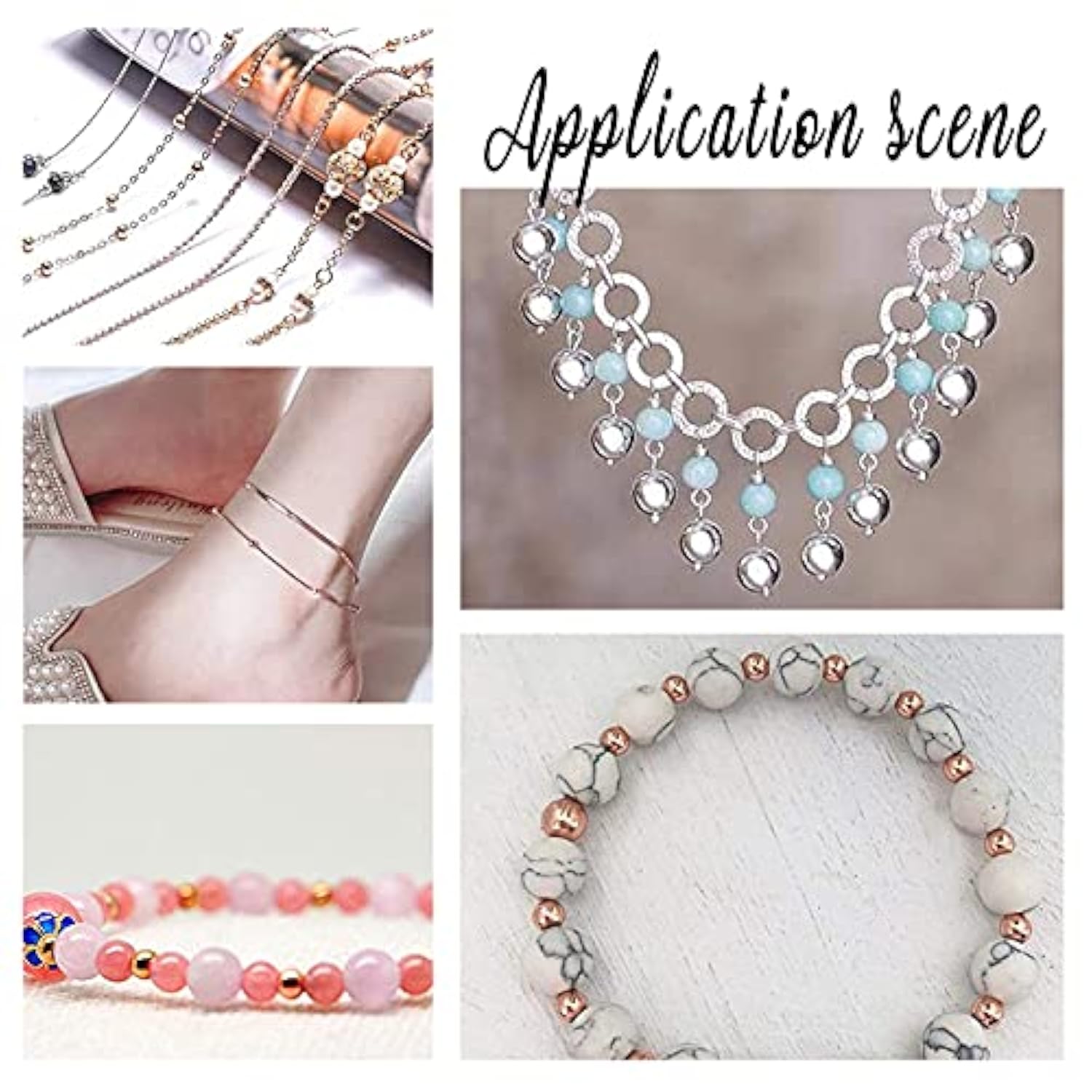 300pcs 5 Sizes Silver-Plated Smooth Round Beads for Bracelets, Necklaces, DIY Crafts