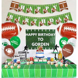 Football Theme Party Supplies - Including Happy Birthday Banner, Football Foil Balloons, Cake Topper, Tablecloth, Balloons For Game Day, And Football Birthday Party Decorations