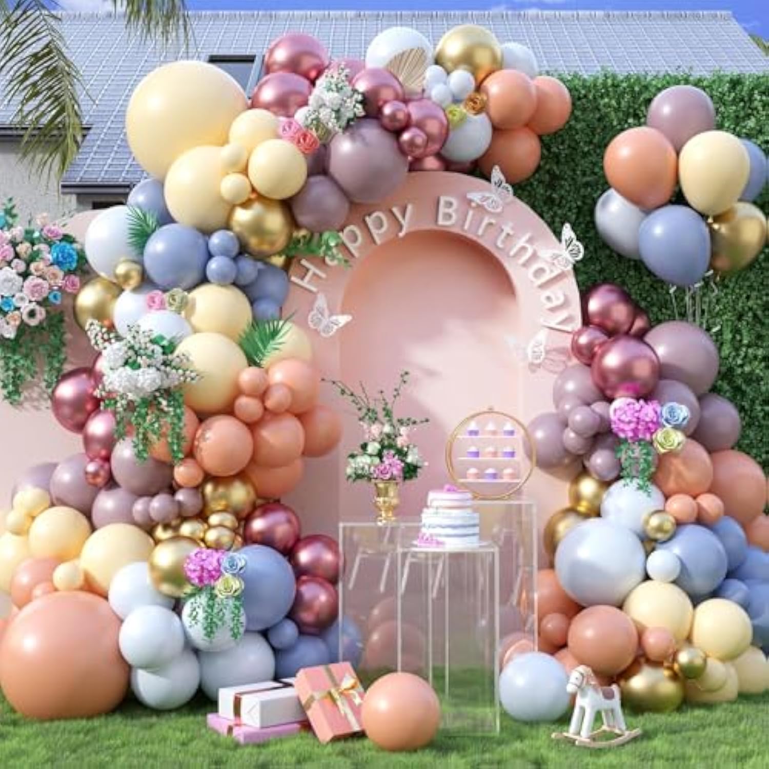 Pastel Balloon Arch Kit: 122pc Macaron & Metallic Balloons, Boho Party Decor