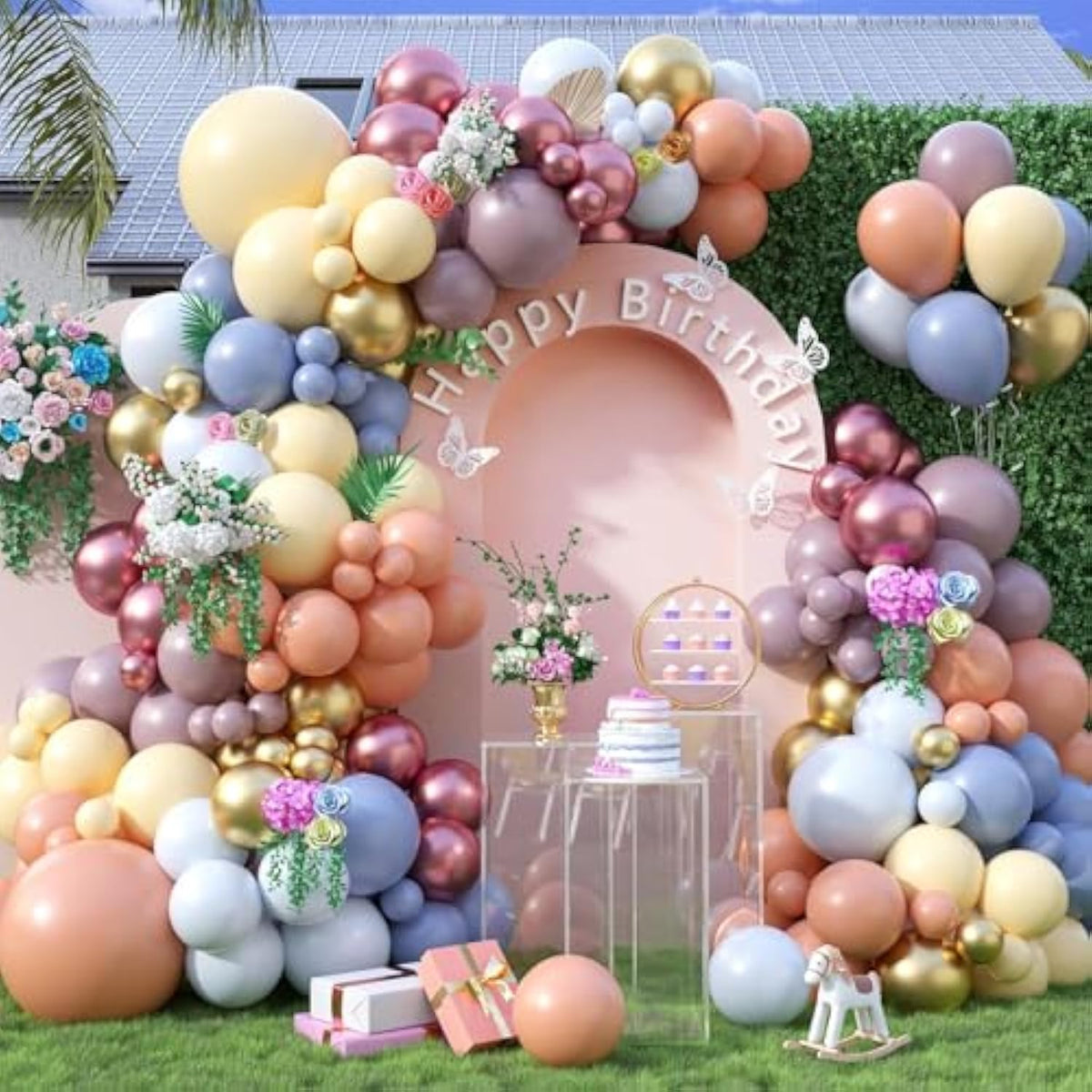 Pastel Balloon Arch Kit: 122pc Macaron & Metallic Balloons, Boho Party Decor