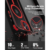 For 14 Case/ 13 Case, Compatible With Magsafe, Crystal Clear Case W/Magnetic Ring, Multicolor Protective Shockproof Bumpers, Not Yellowing Slim Cover For Men Women (Black/Red)