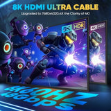 8K Hdmi Cable 2.1 - Available In 1.5Ft, 3Ft, 6Ft, 10Ft, 15Ft Lengths, High-Spe