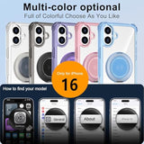 Clear Case For Iphone 16 Case With Magnetic 360 Rotatable Ring Stand [ Compatible With Magsafe ], Military Grade Heavy Duty Cover With Ring Kickstand For Women Men, Transparent