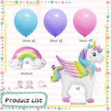 19-Pc Unicorn Balloon Kit Unicorn and Rainbow Latex Balloons for Birthday