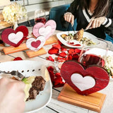 6 Pcs Valentine'S Day Decor Wooden Heart Shaped Table Signs Farmhouse Wood Heart Table Decorations Sign Standing Wooden Tiered Tray Decoration For Valentine Day Ornaments(Classic)