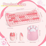 Cute Cat Keyboard And Mouse Combo, Usb Wireless With Cat Paw Mouse Pad, Silent 84 Keys 2.4 Ghz Compatible With Notebook Pc