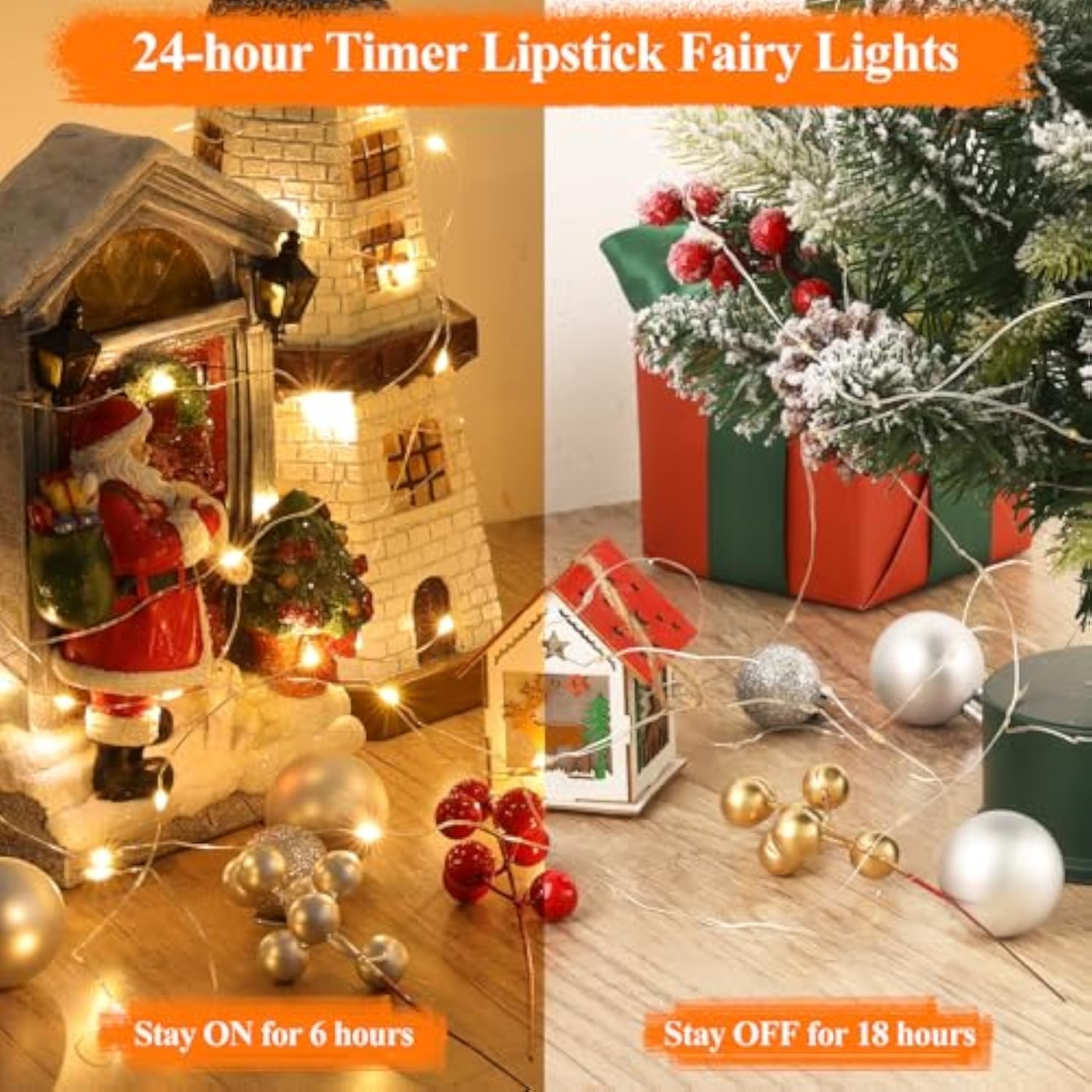 Lipstick Rechargeable Fairy Lights Battery Operated, Twinkle Lights With Timer, Led String Lights For Bedroom, Christmas