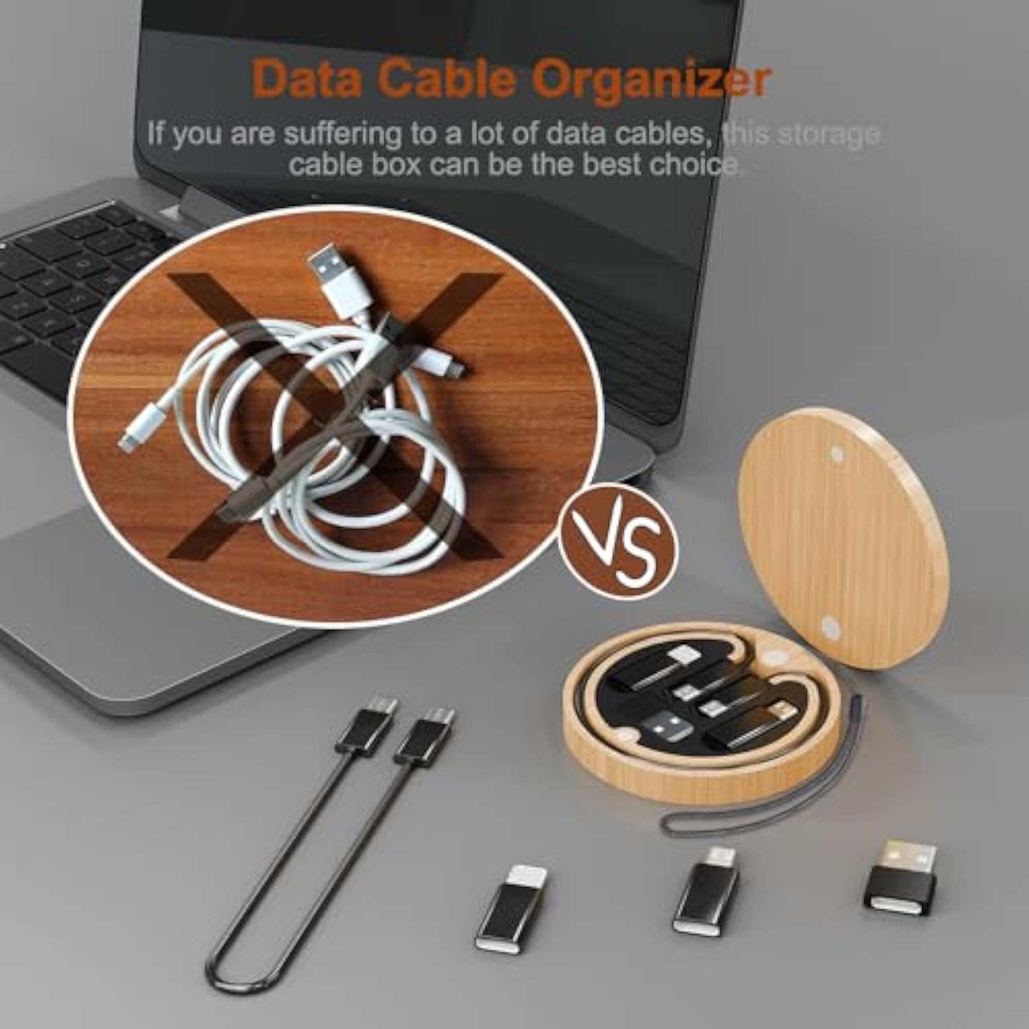 Round Multi Usb Charging Adapter Cable Kit For Travel, Fast Charging And Data Transfer With Type C To Ios Device/Type C/Micro/Usb A Adapter, Pocket Cable Kit For Travel Gadget