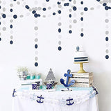 Navy Blue White Silver Paper Garland,52Ft Gender Reveal Hanging Decoration Streamer Banner,Graduation Engagement Christmas Wedding Birthday Party Backdrop Bunting