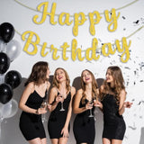 Pre-Strung Gold Glitter Happy Birthday Banner Garland Party Wall Decor