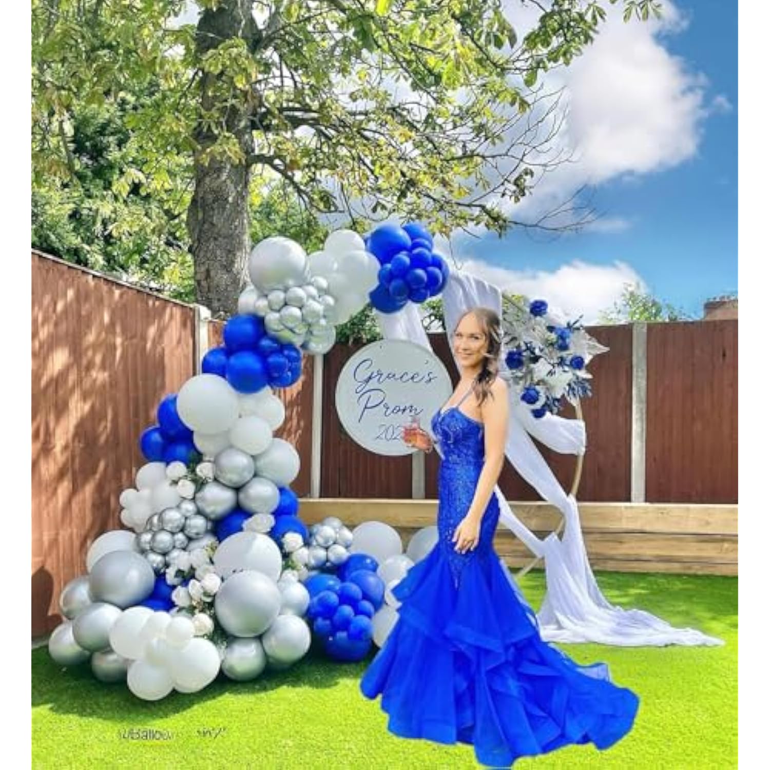 143pcs Royal Blue, White & Silver Balloon Garland Kit for Baby Shower, Wedding and Graduation