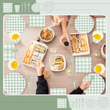 168-Piece Sage Green Gingham Party Supplies Set - Plates, Cups, Cutlery for 24