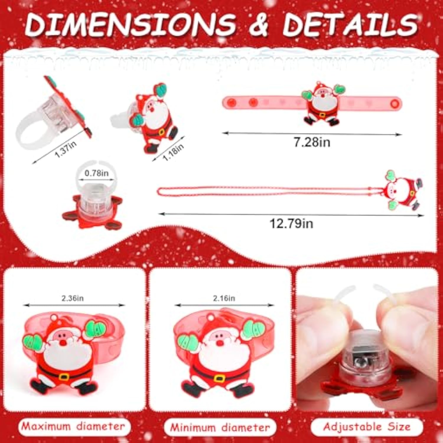 42pcs Christmas Party Favors Kids Glow Rings Necklaces Bracelets Party Supplies