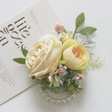 2 Pieces Of Corsage And Boutonniere Set, Groom Groomsmen Bride Bridesmaids Wedding Artificial Flowers Accessories Prom Party Suit Decorations-Yellow (W1-22)