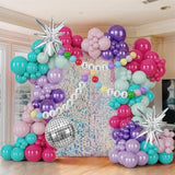 178Pcs Pink Purple Blue Balloon Garland Disco Ball Custom Bracelet Banner Kits For Teenage Party Decorations Music Fans Princess Themed Photo Backdrop Birthday,Bachelorette Party