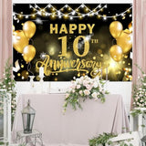 Happy 10th Anniversary Backdrop 6x4ft Cheers to 10 Years Party Banner Decor