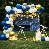 Navy Blue Balloon Garland Kit - 100Pcs Blue And White Balloons With Gold And Star Foil Balloons - Perfect For Blue Parties And Celebrations