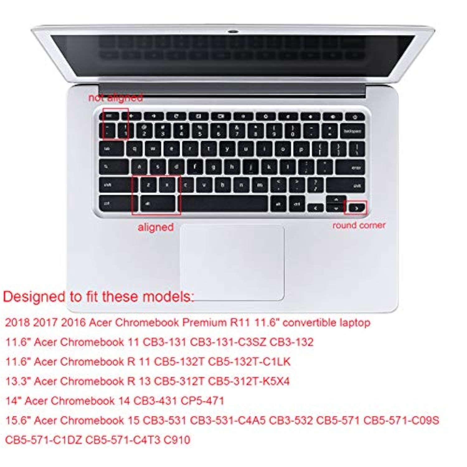 Keyboard Cover Skin Compatible with Acer Chromebook R13 CB5-312