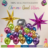 Metallic Balloon Garland Kit 150Pcs Hot Pink Purple Green Blue Silver Gold Latex Starburst 80S 90S Disco Ball Party Balloons For Birthday Graduations Class Of 2025 Prom Last Bachelorette Decoration
