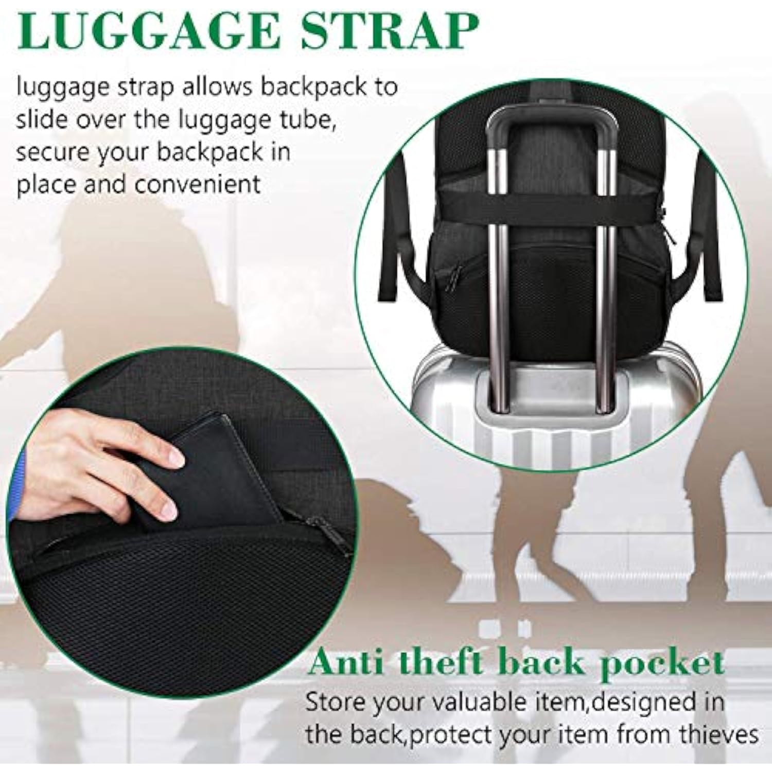 Business Laptop Backpack, 15.6 Inch Travel Laptop Bag Rucksack With Usb Charging Port, Waterresistant Bag Daypack For Work College Computer Men Women Backpack, Black