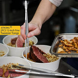 2 Pcs 12-Inch Kitchen Tweezers Fine Tweezer Tongs, Extra-Long Stainless Steel Cooking Tweezers (Silver)