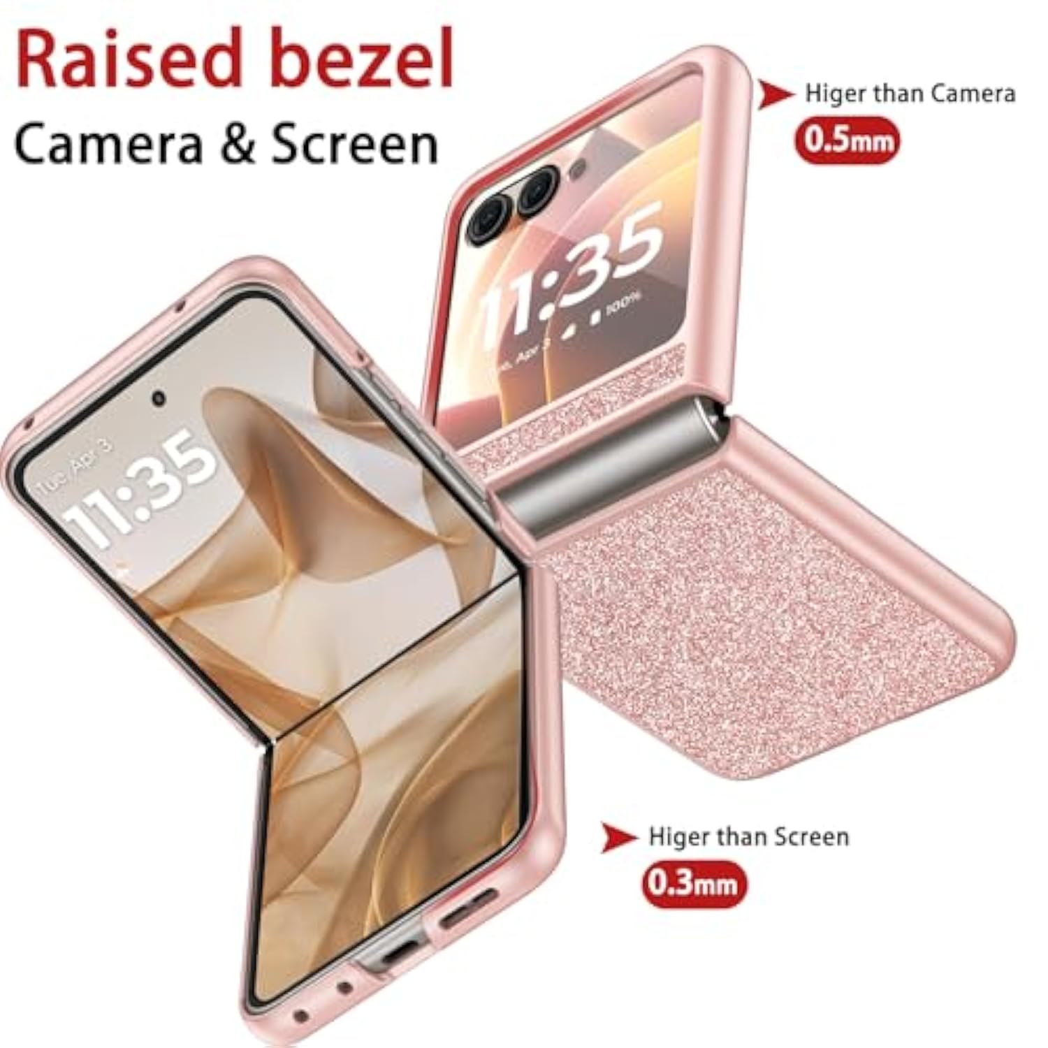 Motorola Razr 2024 Glitter Protective Case Rose Gold