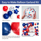 Red White and Blue Balloons Arch Kit Star/Confetti, Patriotic Decor