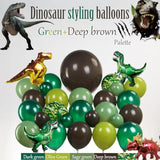 Dinosaur Balloon Arch Garland Kit 117 Pcs Dark Green Sage Green Brown Dino Foil Balloons For Kids Boys Jungle Safari Dinosaur Theme Tailgate Party Baby Shower Decoration Supplies