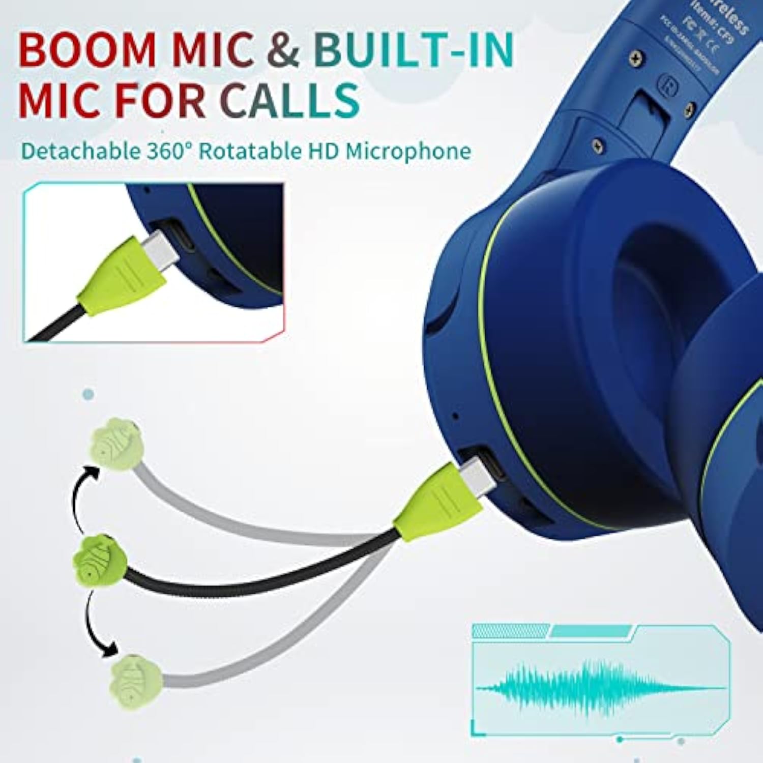 Cf9 Cat Ear Kids Bluetooth Headphones With Led Light Up,Safe 85Db Volume Limit