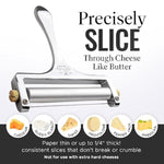 Stainless Steel Wire Cheese Slicer - Adjustable Hand Held Cheese Cutter With 2 Extra Wires - Premium Cheese Shaver For Mozzarella, Cheddar, Gruyere - Cheese Cutter With Wire (Silver)