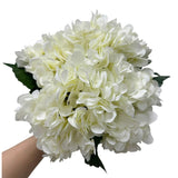 4Bundles White Hydrangea Artificial Flowers,18Inch Faux Silk Large Hydrangeas Flowers Heads With Long Stems & Leaves Real Touch Uv Resistant Artificial Outdoor Flowers For Wedding Party Table Decor