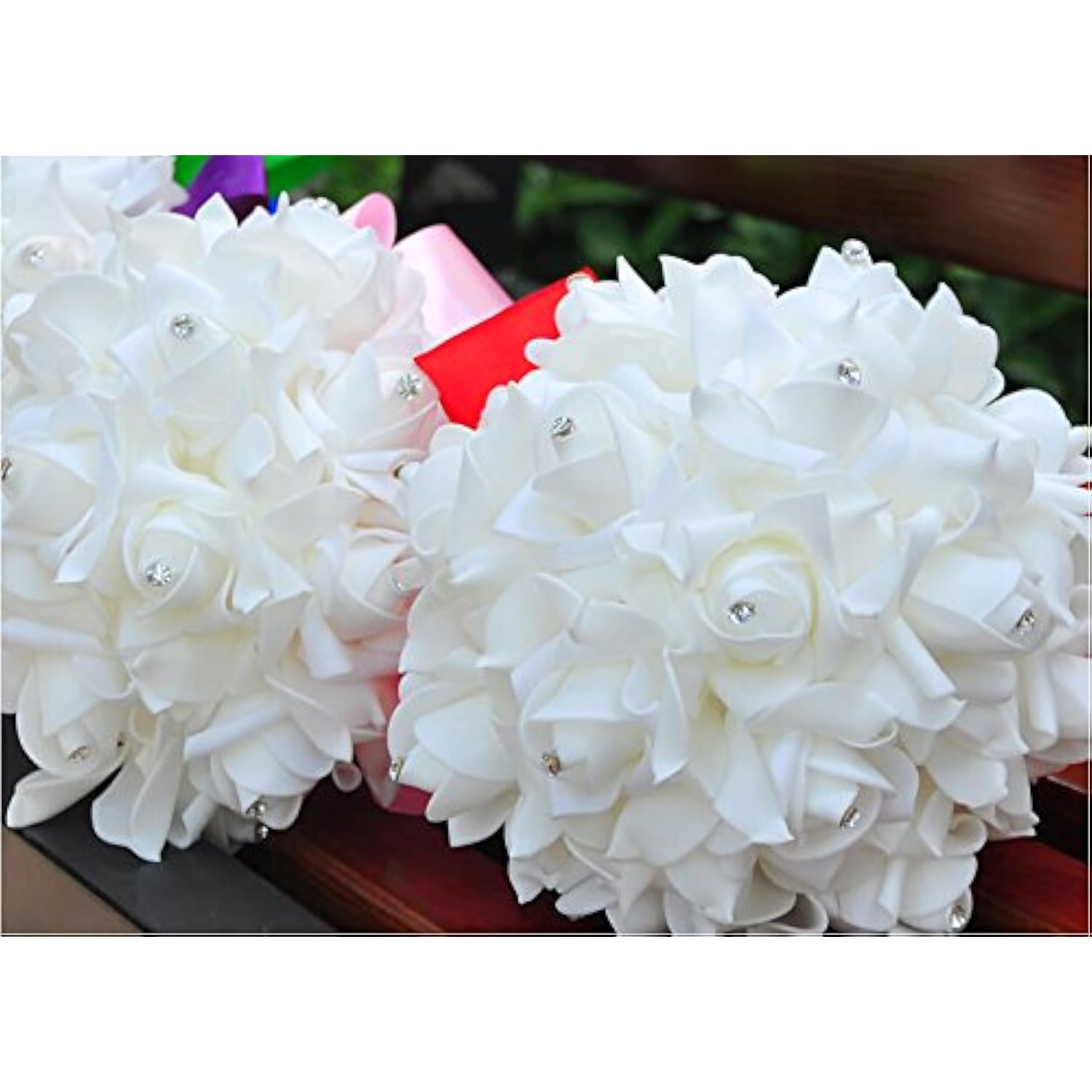 Wedding Bouquets For Bride, Wedding Bouquet Bridesmaid?Bridesmaid Holding Flowers For Wedding Decoration (White+White)