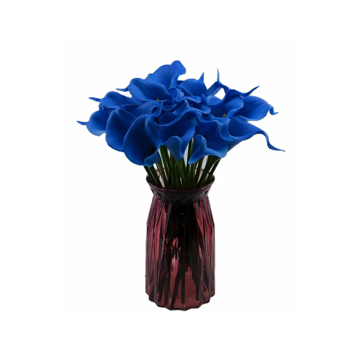 Real Touch Royal Blue Calla Lily Artificial Flowers - Perfect For Wedding Bouquets And Home Decoration (20Pcs)