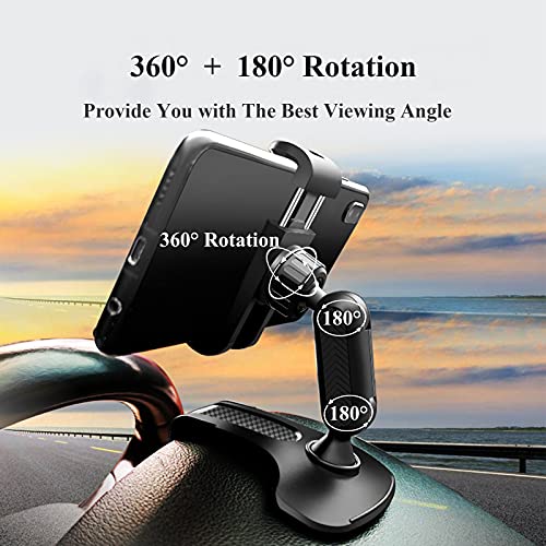 Car Phone Mount, Cell Phone Holder For Car 360 Degree Rotation Dashboard Car Clip Mount Stand Suitable For 4.7 To 6.5 Inch Smartphones (Black)