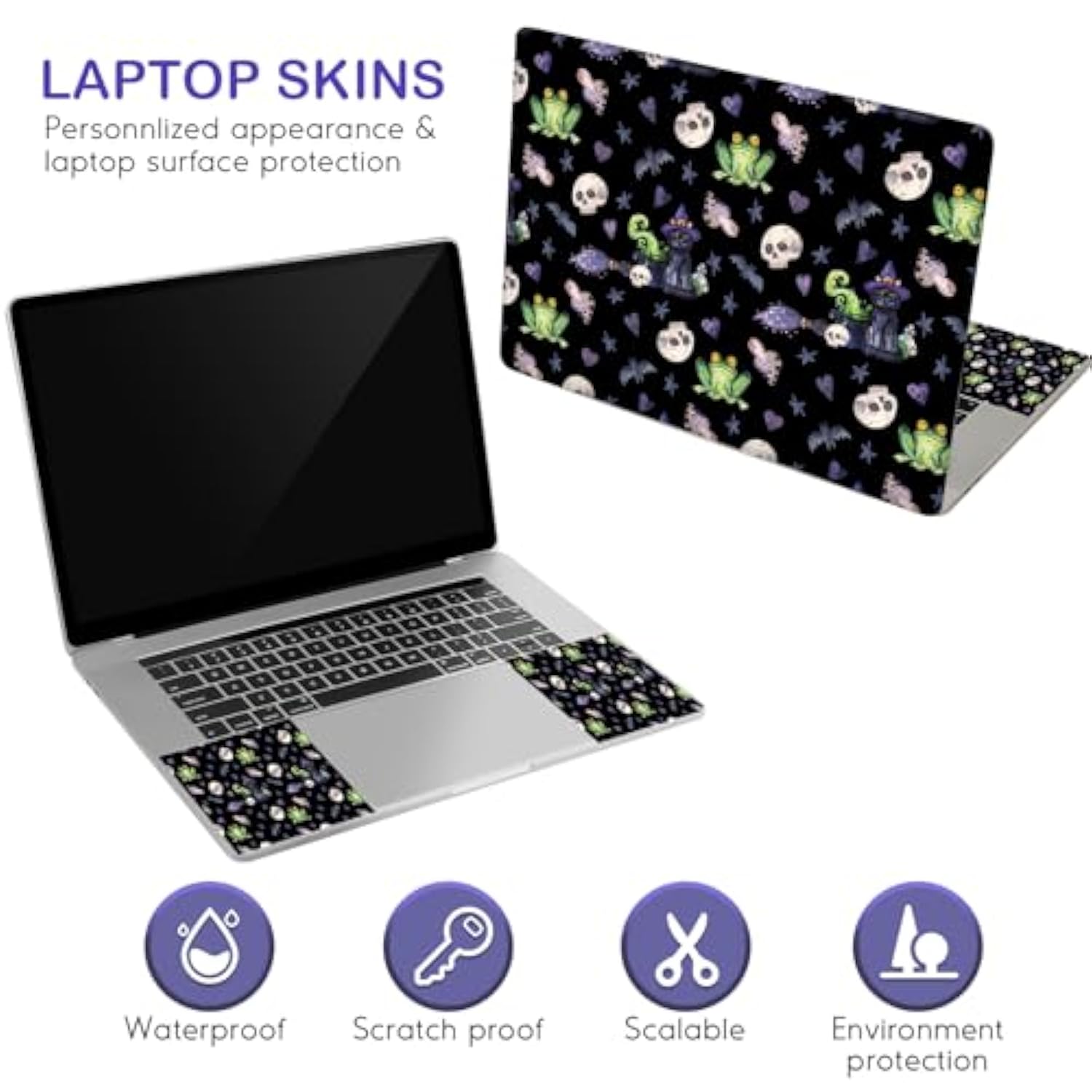 15.6 Inches Laptop Skin Sticker Netbook Universal Reusable Protector Cover Decal Fits 13 13.3 14 15 15.4 15.6 Inch Laptop Protector Notebook (Skeleton Frog)