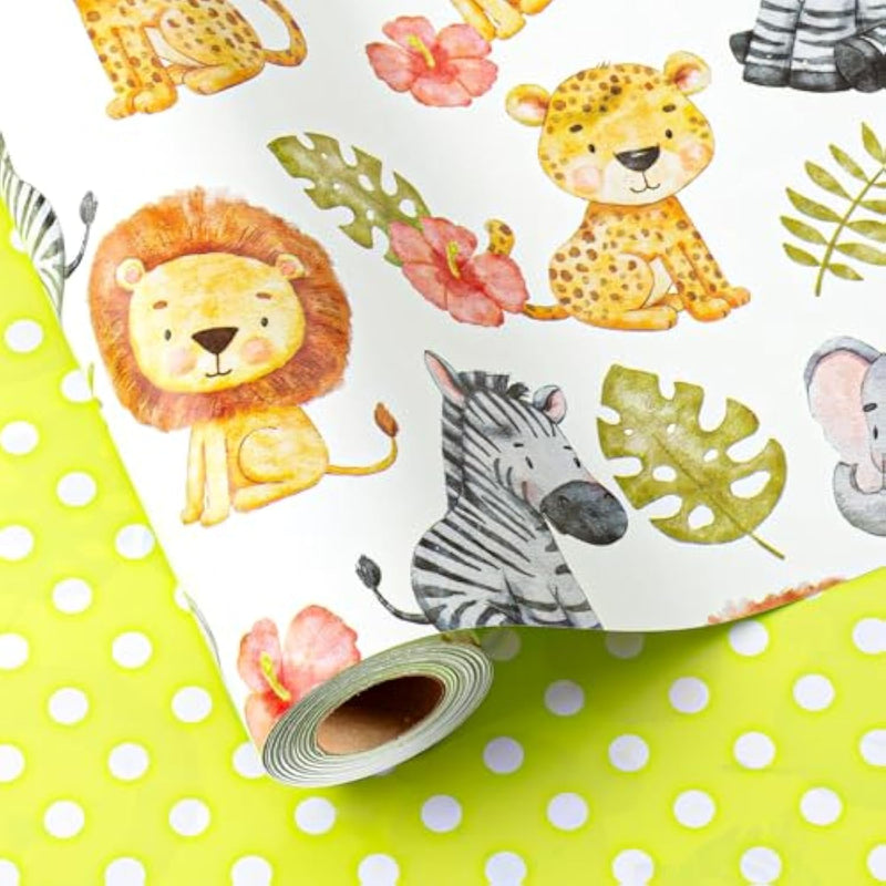 Reversible Mermaid Wrapping Paper Roll,Metallic Foil Whale,Turtle And Sea Creature With Pink Polka Dot For Kids,Girlsbirthday,Baby Shower,Mini Roll (17 In X 32.8 Ft)