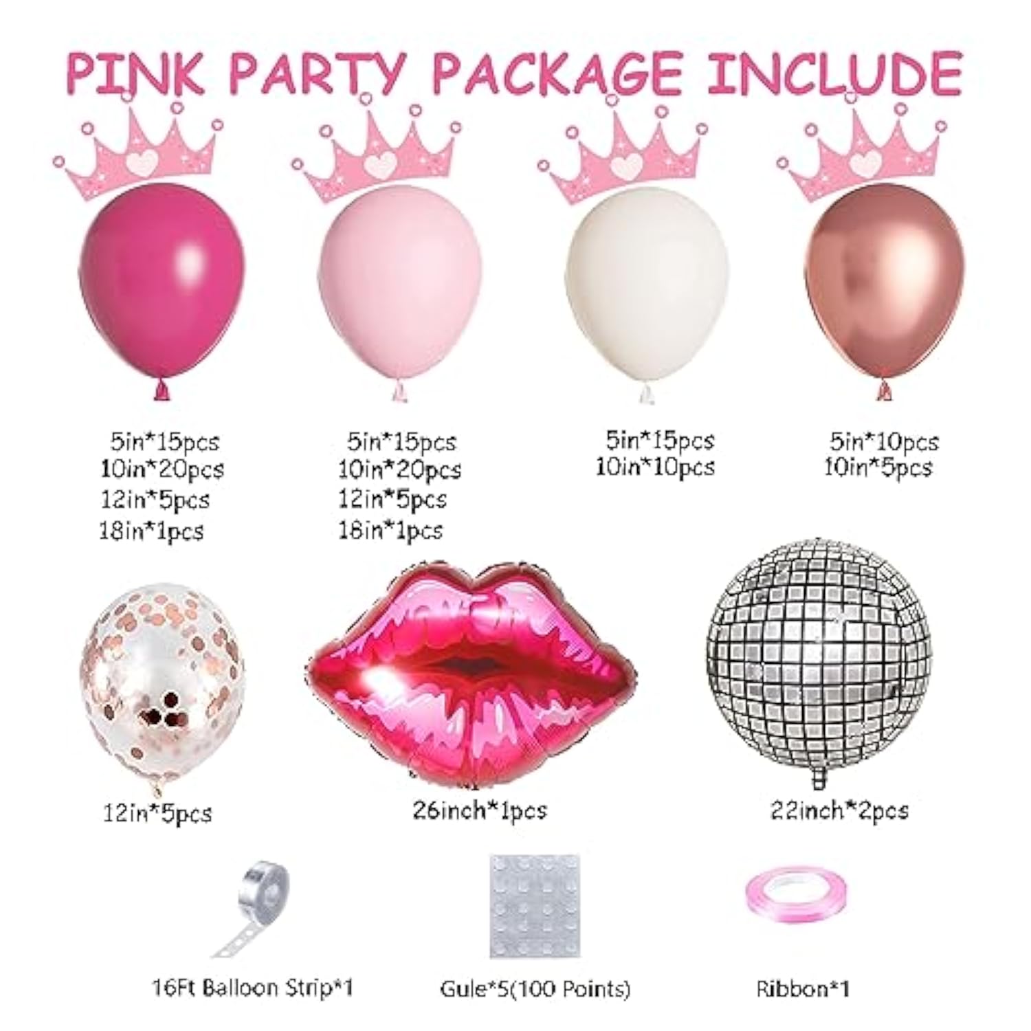 Pink Balloon Garland Arch Kit With Hot Pink Rose Gold Chrome Balloons