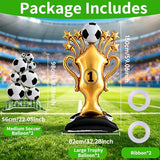 3PCS Giant Soccer Party Decorations – 59" Gold Champion Trophy & Self Standing Soccer Foil Balloons Set, Sports/Birthday Themed Supplies for Soccer Fans – 2026 World Cup Decor